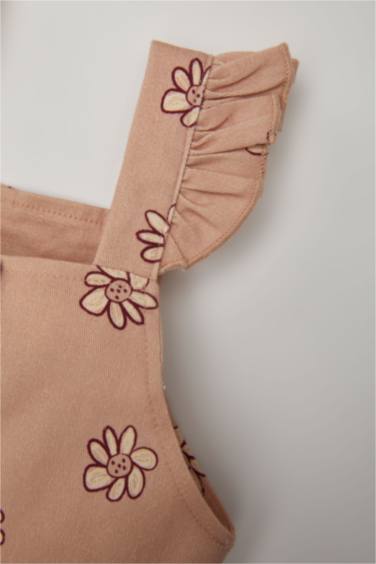 Salopette en Gabardine fleurie pour Bébé fille