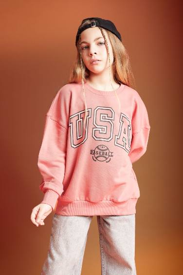 Girl Oversize Fit Crew Neck Sweatshirt