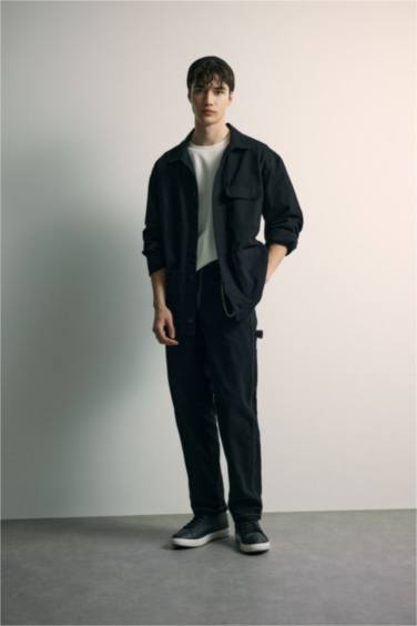 Рубашка свободного кроя из хлопка с длинным рукавом