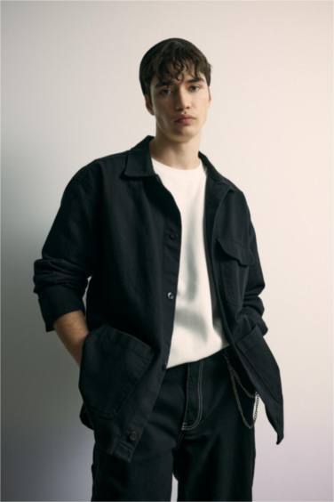 Рубашка свободного кроя из хлопка с длинным рукавом