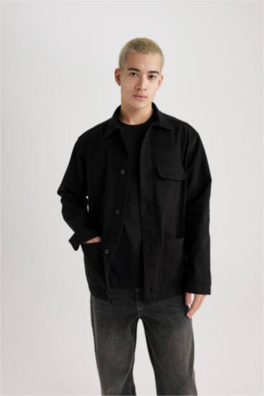 Рубашка свободного кроя из хлопка с длинным рукавом