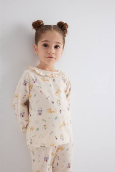 Baby Girl Animal Patterned Cotton 2 Piece Pajama Set