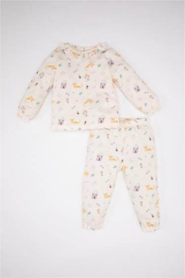 Baby Girl Animal Patterned Cotton 2 Piece Pajama Set