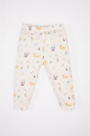 Baby Girl Animal Patterned Cotton 2 Piece Pajama Set