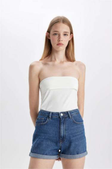 Mom Fit High Waist Denim Shorts