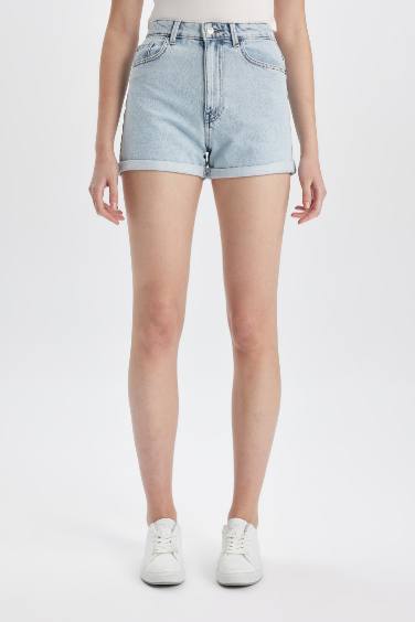 Short Jean Mom Fit Taille Haute pour Fille