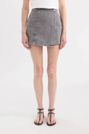 Mini Jupe Short en Jean à Taille Haute