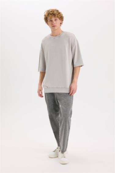 Loose Fit Crew Neck Washed Faded Effect T-Shirt