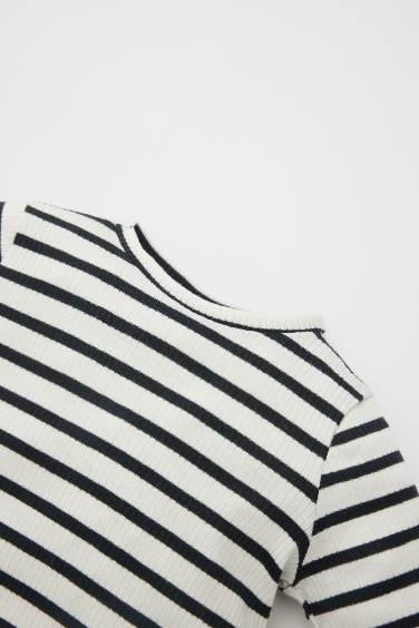 Baby Girl Regular Fit Crew Neck Striped T-Shirt