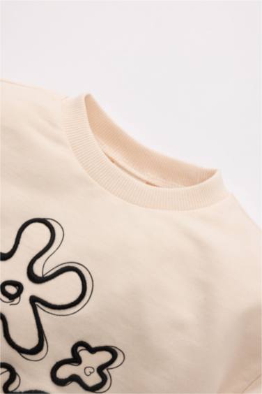 Baby Girl Crew Neck Floral Printed Sweatshirt