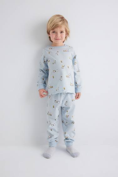 2 piece Regular Fit Crew Neck Snoopy Licensed Knitted Pyjamas