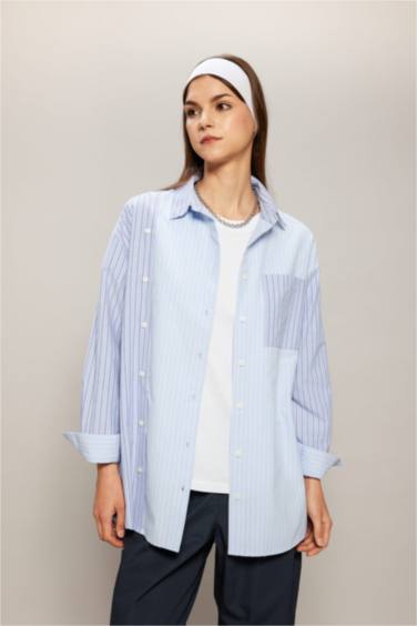 Relax Fit Striped Poplin Shirt Tunic