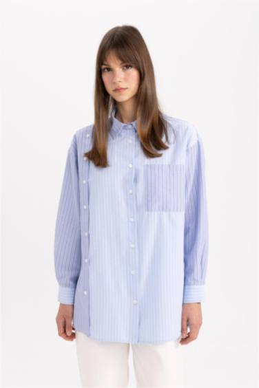 Relax Fit Striped Poplin Shirt Tunic