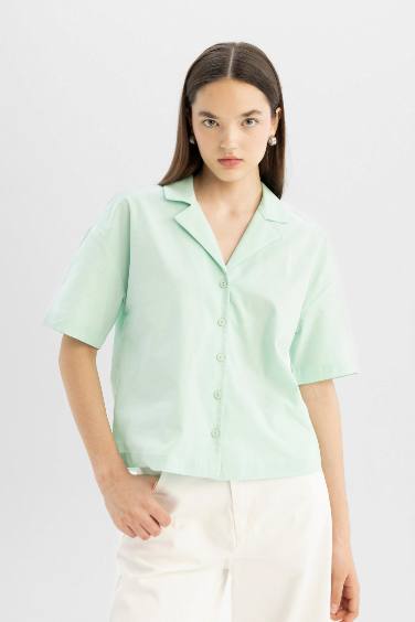 Oversize Fit Pyjamas Collar Short Sleeve Shirt