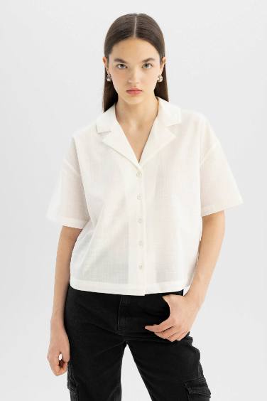 Oversize Fit Pyjamas Collar Short Sleeve Shirt