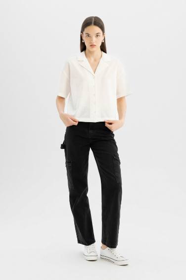 Oversize Fit Pyjamas Collar Short Sleeve Shirt