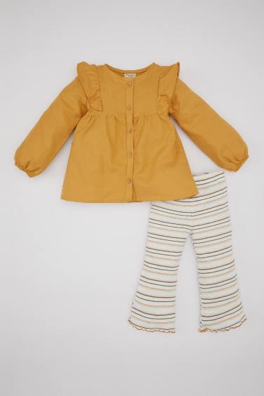 Ensemble chemise à manches longues et legging rayé pour BéBé Fille