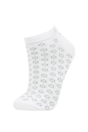 Woman Leaf Printed 3 Piece Cotton Bootie Socks