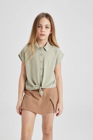 Girl Short Sleeve Crop Shirt