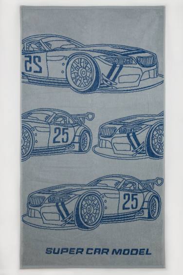 Boy Car Patterned Cotton Beach Towel