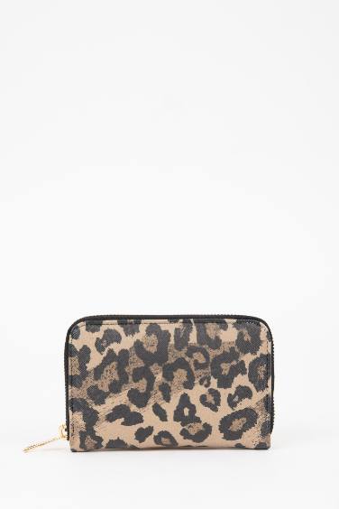 Kadın Leopar Desenli Suni Deri Cüzdan