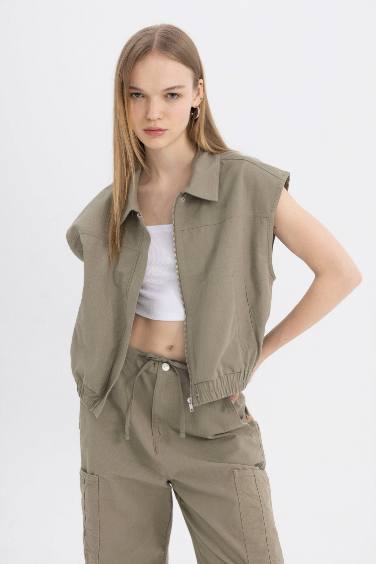 Gilet en Gabardine à Coupe Régulière