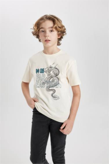 T-Shirt Imprimé à Manches Courtes Col Rond pour Garçon