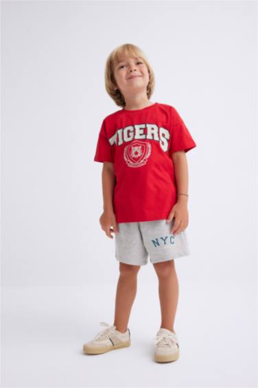 تيشيرت ولادي نص كم قصة عادية بطبعة نمر