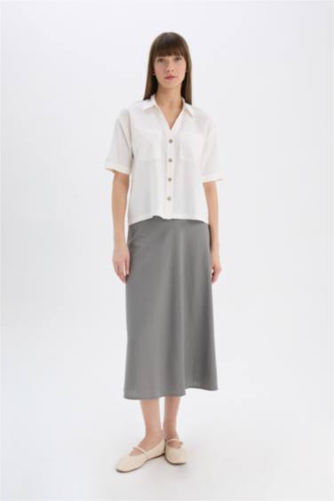 Chemise Boxy à manches courtes en lin mélangé