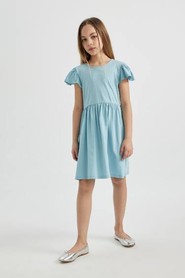 Girl Short Sleeve Combed Cotton Dress