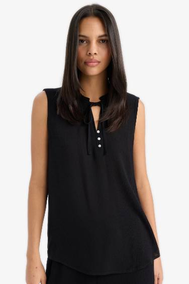 بلوزة كت قماش كرنكيل قصة عادية