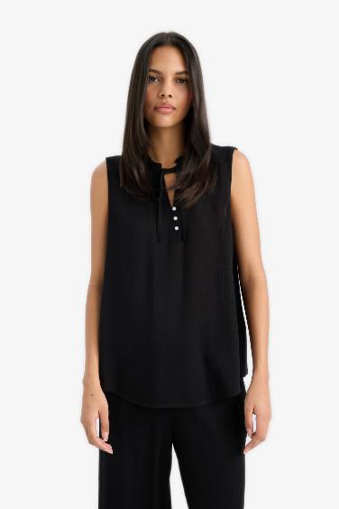 بلوزة كت قماش كرنكيل قصة عادية