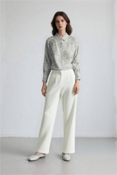 تونيك اوفر سايز منقوش كم طويل بياقة قميص