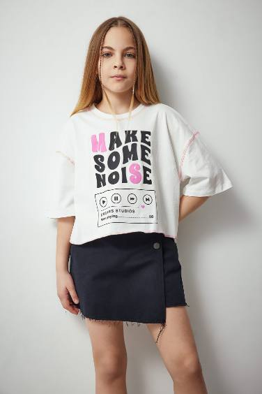 Girl Cotton Short Sleeve Crop T-Shirt