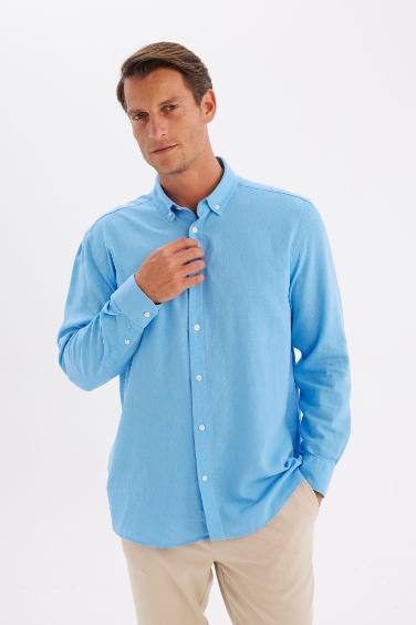 Relax Fit Polo Shirt Cotton Long Sleeve Shirt