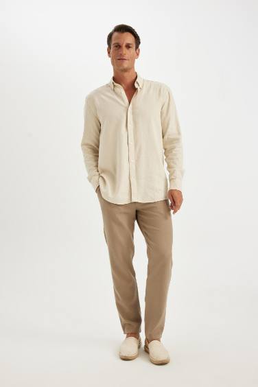 قميص بولو ردن طويل قطن قصة مريحة