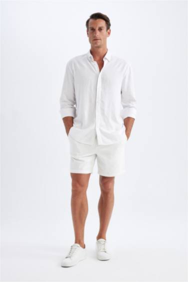 Relax Fit Polo Collar Cotton Long Sleeve Shirt