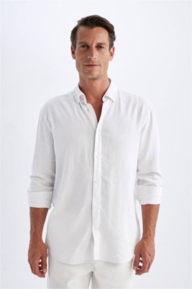 Relax Fit Polo Collar Cotton Long Sleeve Shirt