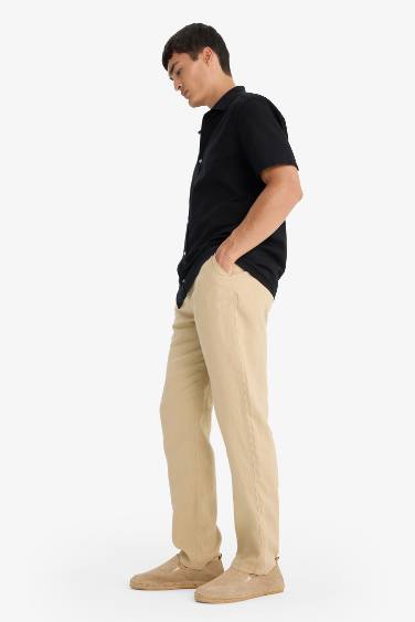 %100 Keten Relax Fit Rahat Kesim Düz Paça Yazlık Pantolon
