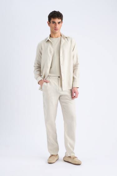 Relax Fit Straight Leg Summer Linen Trousers