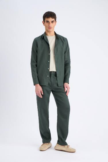 %100 Keten Relax Fit Rahat Kesim Düz Paça Yazlık Pantolon