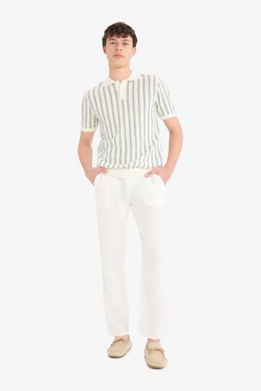 Pantalon en lin estival à jambe droite Coupe décontractée
