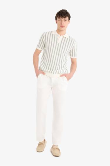 Pantalon en lin estival à jambe droite Coupe décontractée
