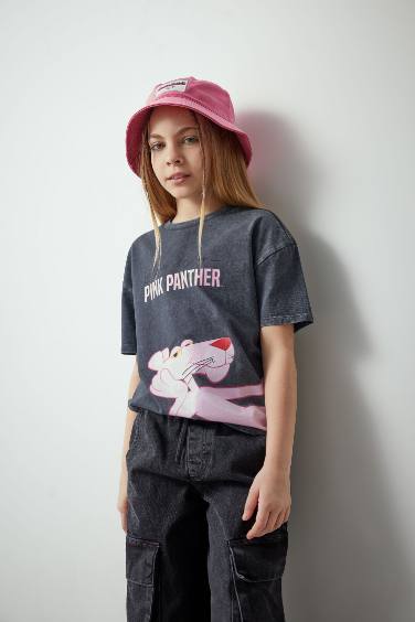 Oversize Fit Pink Panther Licensed Short Sleeve T-Shirt