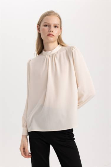 Regular Fit Half Turtleneck Long Sleeve Blouse
