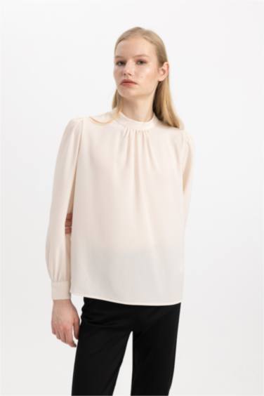 Regular Fit Half Turtleneck Long Sleeve Blouse