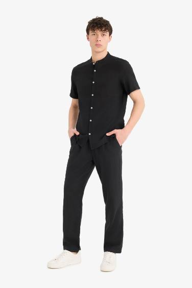 Relax Fit Rahat Kesim Dar Paça Keten Karışımlı Yazlık Pantolon