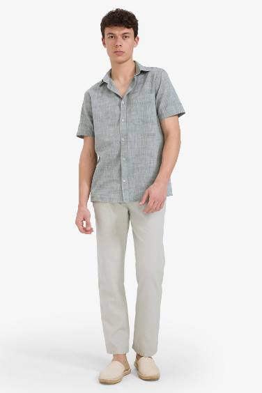 Relax Fit Rahat Kesim Dar Paça Keten Karışımlı Yazlık Pantolon