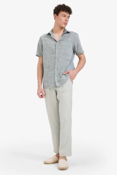 Relax Fit Rahat Kesim Dar Paça Keten Karışımlı Yazlık Pantolon