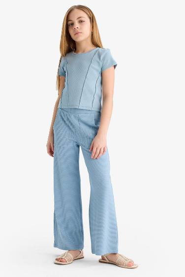 بنطلون وايد ليج أزرق